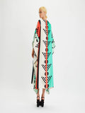 Geometric Printed Style Satin Silk Kaftan J5650 image 3