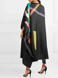Women's Soft Silk Crepe Black Kaftan Dress J5599 image 3