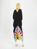 V-Neck Belt Style Black Chelsea Georgette Kaftan J5652 image 3