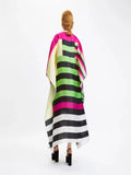 Striped Printed Organza Silk Women Party Wear Kaftan J5784 image 3