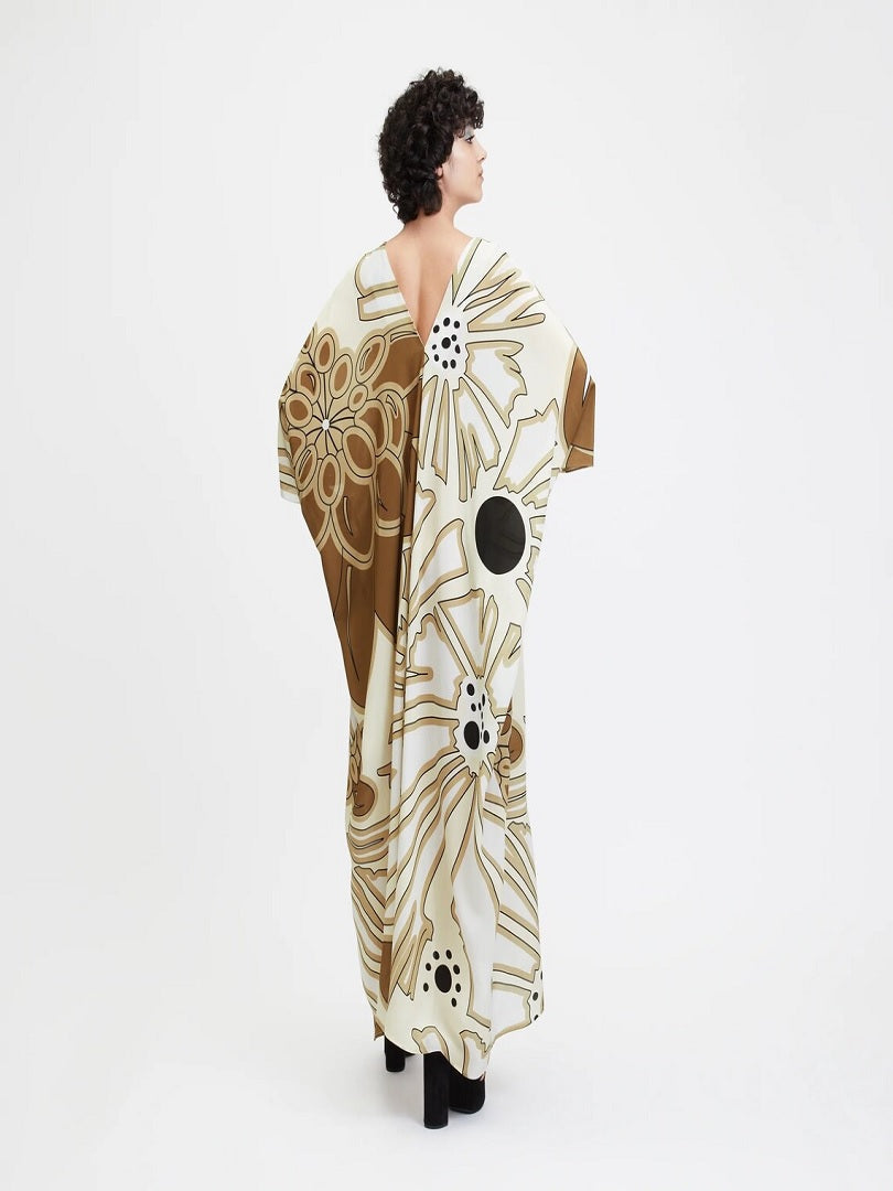 V-Neck Belted Floral Printed French Moss Kaftan For Women J5690 image 3