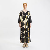 Soft Satin Silk Two Piece Top And Pant Geometric Printed Co Ord Set J5786 image 1
