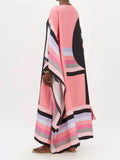 Pink Peach Free Size Soft Silk Crepe Women Kaftan J5706 image 3
