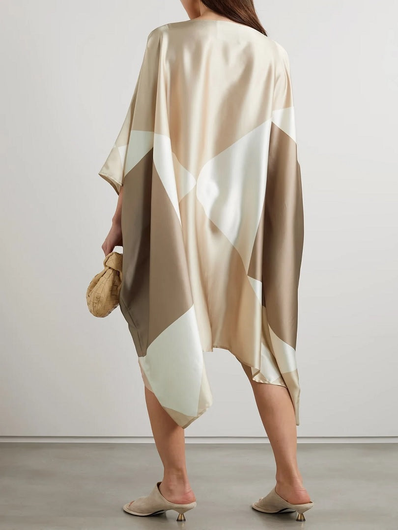 Soft Satin Silk Belt Style V-Neck Style Short Kaftan For Luxury Wear J5709 image 3