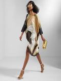 Brown Color Short Silk Crepe Kaftan Dress J5710BROWN image 1