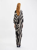 V-Neck Belt Style Printed Long French Moss Kaftan Dress J5790 image 2