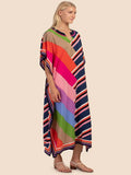 Stylish Beach Wear Colorful Striped Printed Women Kaftan J5704 image 3