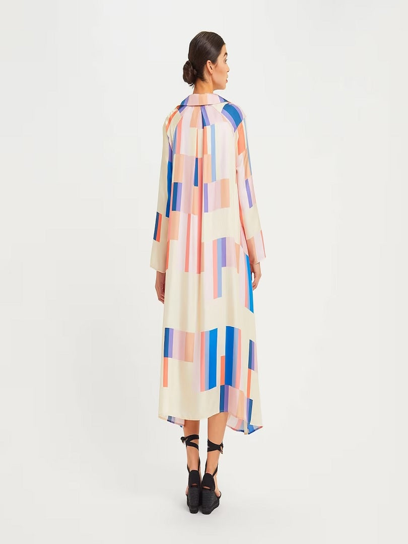 Fashion Wear Block Printed Party Wear French Crepe Kaftan Top J5713 image 4