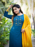 Rayon Slub Embroidery Work Salwar Kameez With Dupatta image 3