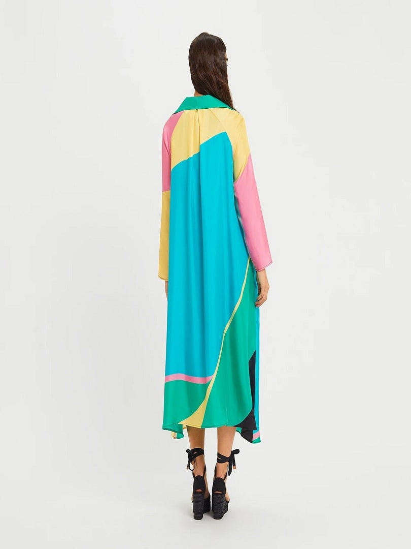Long Collar Style French Crepe Kaftan Kurti J5714 image 3
