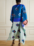 Blue Block Soft Satin Silk Kaftan J5673 image 3