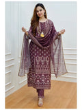 Muslin Silk Multi Color Digital Print And Embroidery Mirror Work Readymade Full Dress AK image 3