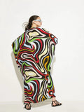 Casual Wear Silk Crepe Abstract Printed Free Size Kaftan J5699 image 2