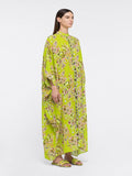 Front Open Button Style Printed French Moss Long / Short Sleeves Top Dress J5685 image 3