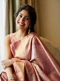 Peach Kanchipuram Silk Saree image 3