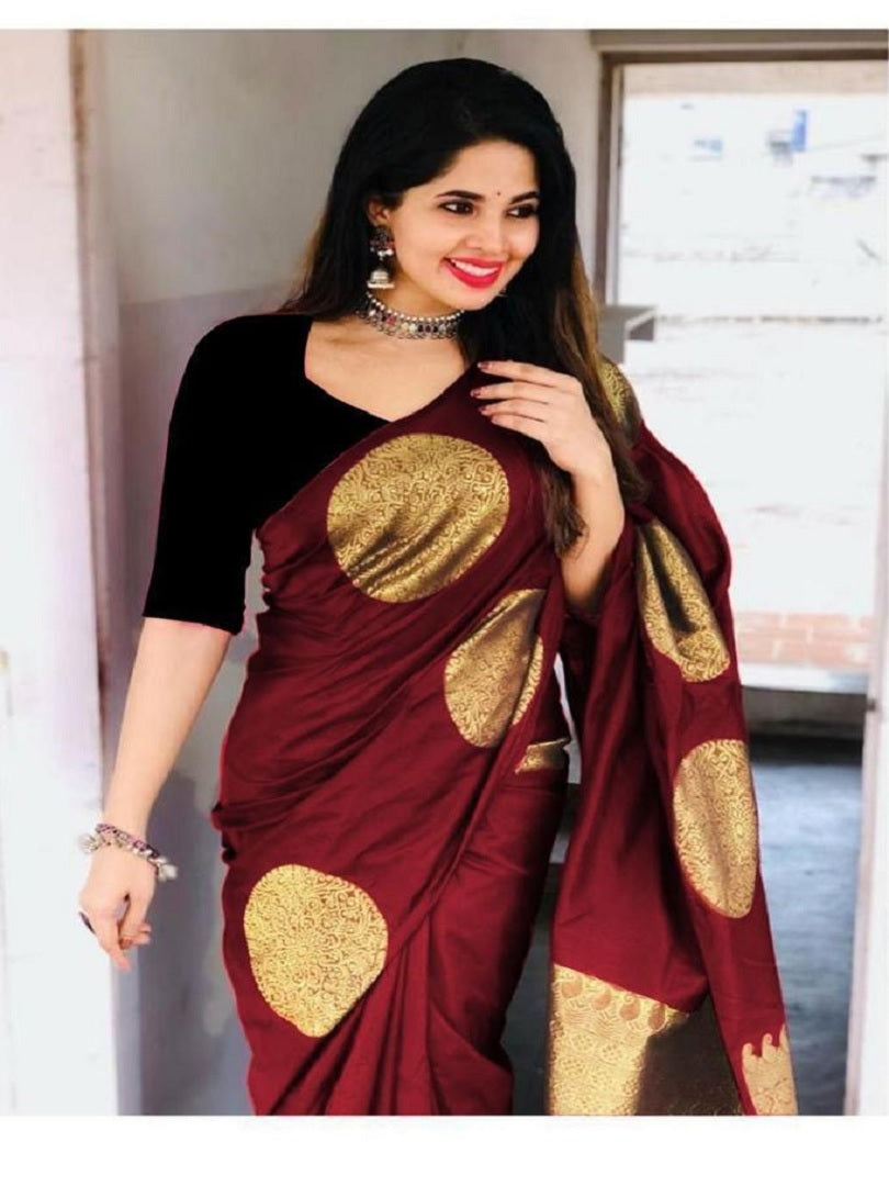 Women's Banarasi Lichi Silk Party, Wedding and Marriage Wear Saree With Blouse 11-KP19 image 3