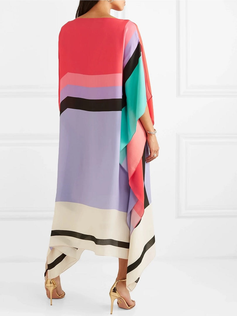 Latest Soft Silk Crepe Striped Printed Kaftan J5600 image 3