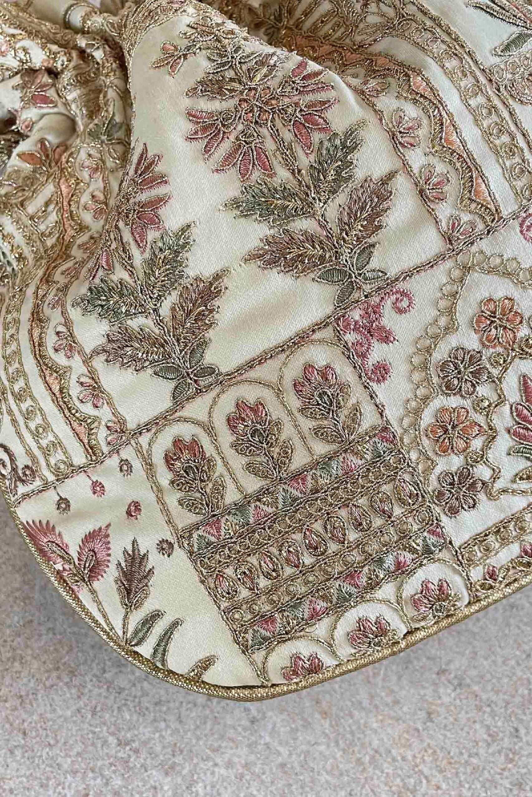 Beautiful Jaipuri Embroidered Poly silk Potli bag image 4
