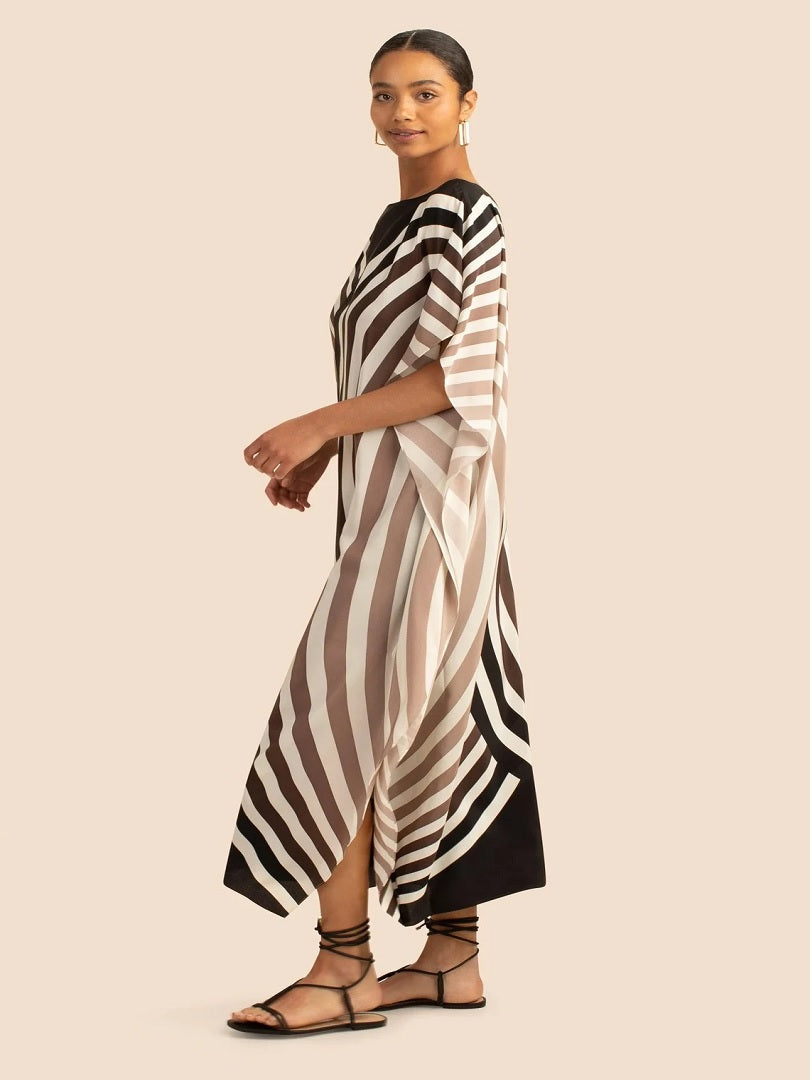 Women Casual Wear Circular Curve Printed Soft Satin Silk Kaftan J5636 image 3