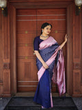 Navy Blue Color Soft Banarasi Silk Saree image 3