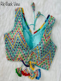 Faux Georgette Multi Color Work V Neck Full Stitched Blouse image 2