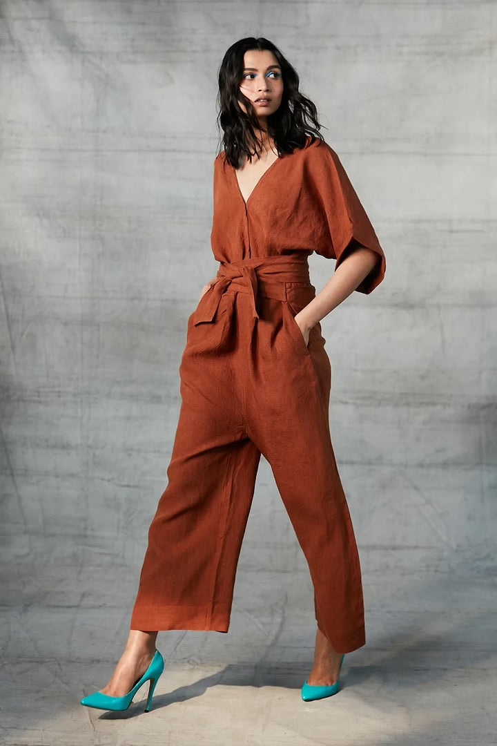 Cinnamon Linen Jumpsuit For Women image 3