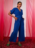 Women's Royal Blue Linen Jumpsuit image 3