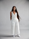 White Linen Jumpsuit image 3