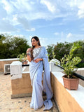 Georgette Embroidery Lace Work Saree image 4