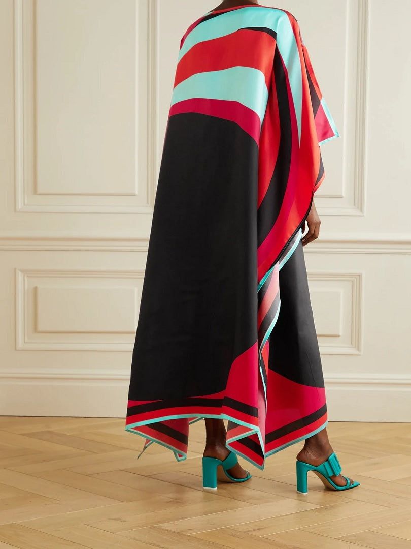 Daily Wear Calf Length Women Printed Satin Silk Kaftan J5588 image 3