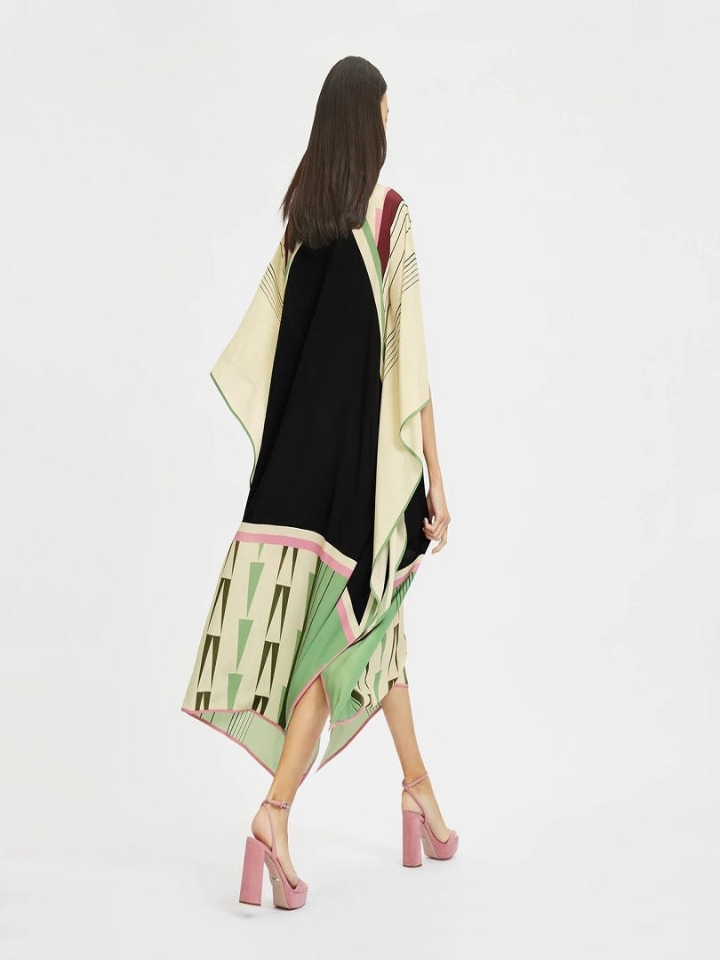 Lounge Wear Calf Length Boat Neck Style Women's Soft Silk Printed Kaftan J5601 image 3