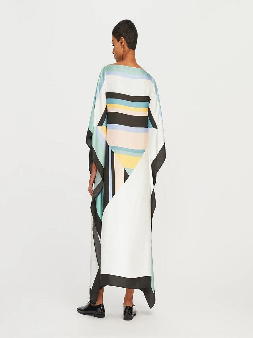 Women's Casual Wear Striped Printed Soft Silk Crepe Kaftan J5603 image 3