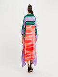 Women’s Striped Printed Softy Silk Crepe Beach Wear Kaftan J5605 image 3