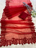 Organza Silk With Heavy Embroidery Work Saree image 2