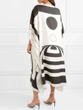 Black & White Printed Soft Silk Crepe Kaftan For Women Modest Wear J5608 image 3