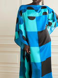 Latest Soft Silk Crepe Black And Blue Kaftan Tunic J5615 image 3
