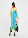 Rainbow Sky Silk Crepe Kaftan Dress Caftan Top J5616 image 3