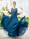 Women Embroidery Work Georgette Gown Designer Party Wear Kurti KY image 4