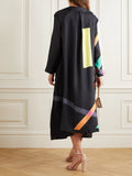Black Fusion Soft Silk Crepe Free Size Kaftan J5619 image 3