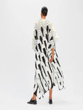 Geometric Boat Neck Style Silk Crepe Printed Kaftan J5633 image 3