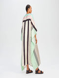 Casual Wear Printed Stripped Pattern Style Soft Satin Silk Kaftan J5634 image 3
