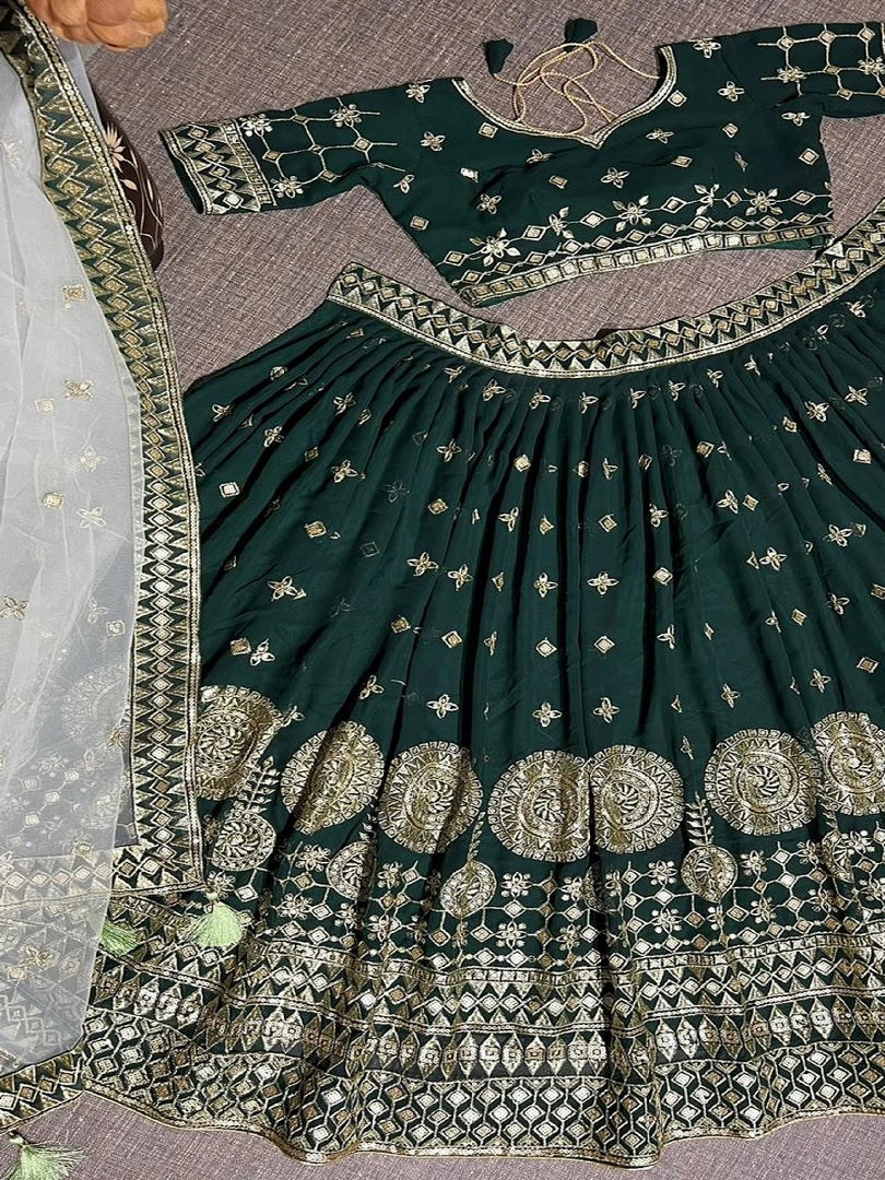 Women's Faux Georgette Wine Bridal Lehenga Choli With Dupatta LG image 3