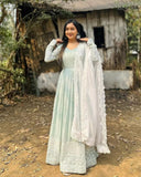 Faux Georgette Sequence With Embroidery Work Gown Dresses With Dupatta image 1
