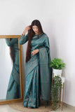 Banarasi Soft Silk Saree With Unstitched Blouse image 1
