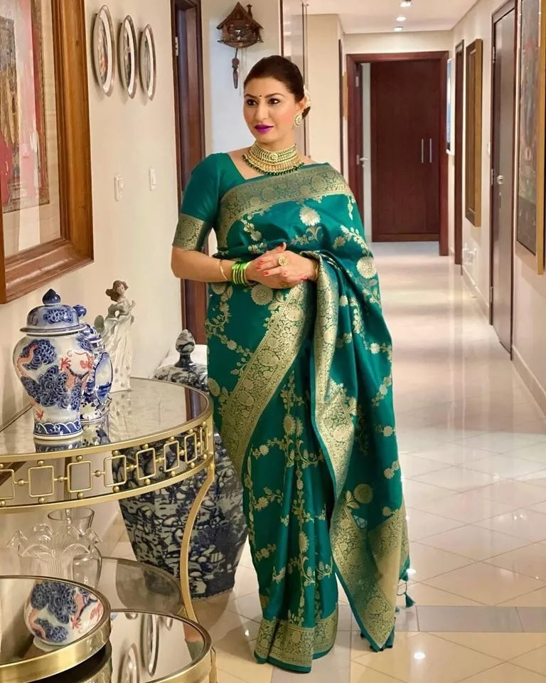Banarasi Soft Silk Saree With Blouse image 2