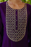 Eggplant Rayon Slub With Embroidery Work Kurti Bottom & Dupatta image 5