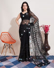 Soft Net & Chikankari Embroidery Work Saree With Blouse image 1