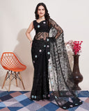 Soft Net & Chikankari Embroidery Work Saree With Blouse image 1