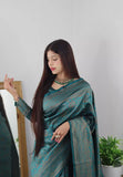 Banarasi Soft Silk Saree With Unstitched Blouse image 2