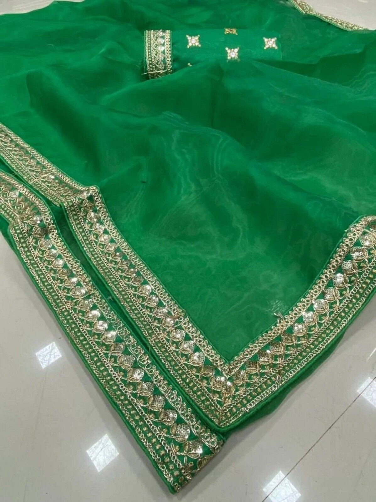 Soft Organza With Embroidery Work Saree & Banglori Blouse image 4